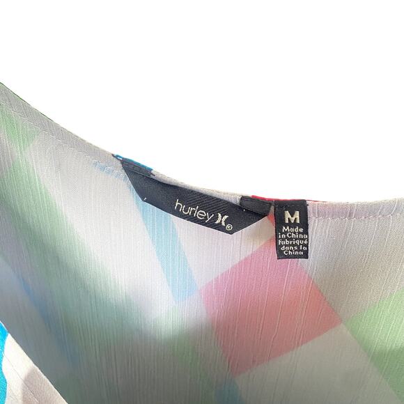 Hurley Women's Multicolor 100% Silk Drop Waist Sleeveless Mini Dress Size Medium - Picture 3 of 7